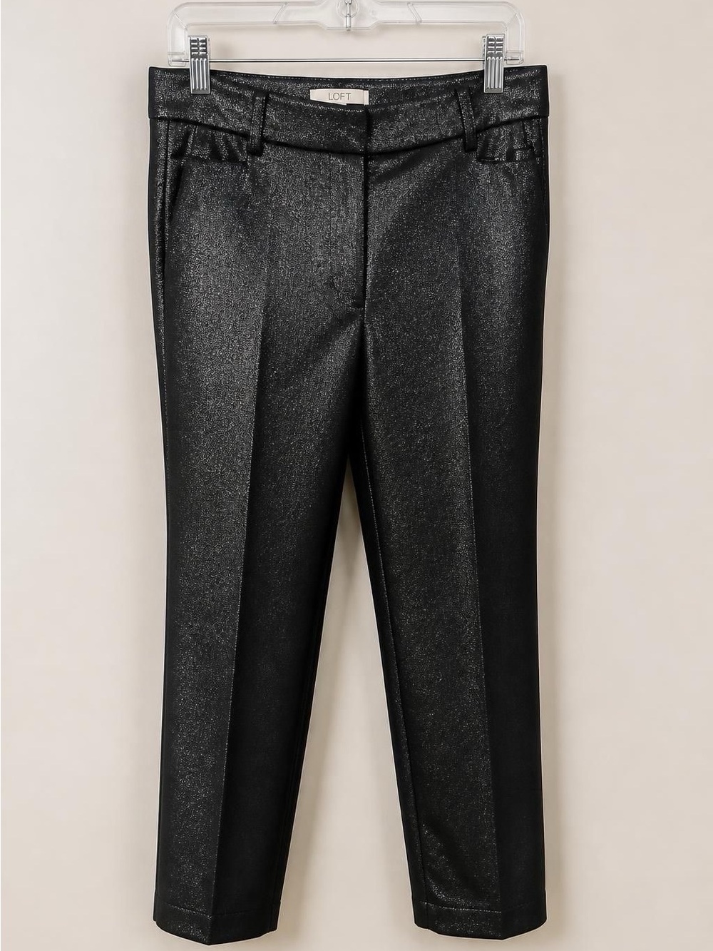 LOFT Black Metallic Slim Dress Trousers